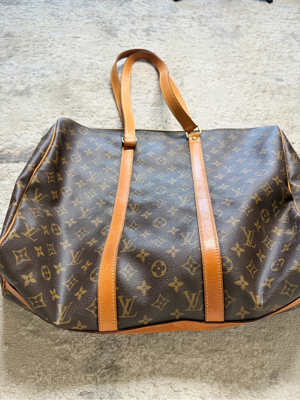 Louis Vuitton Flanerie Monogram Canvas Travel Tote with Tan Leather Straps